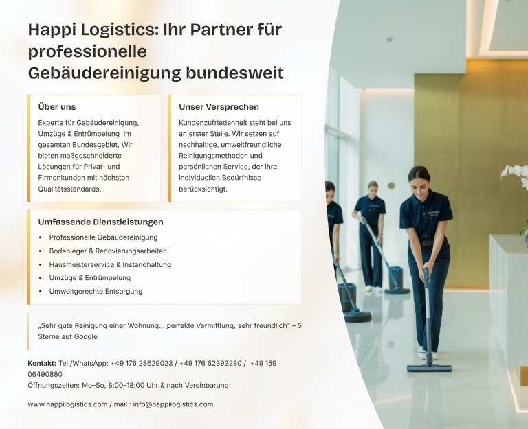 Happi Logistics – Partenaire pour le nettoyage professionnel de bâtiments