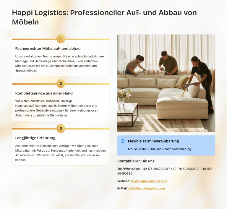 Happi Logistics – Montage et démontage professionnels de meubles